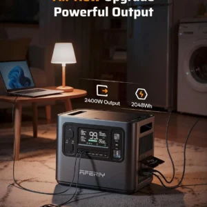 AFERIY 2048Wh Portable Power Station 2400W (Peak 4800W),P210 LiFePO4 Battery Generator,AC Fast Charging, 12V/25A XT60 DC output port,UPS Power Outages,Home Backup,Camping(Solar Panel Optional) view 3