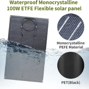 ALLPOWERS SF100 100W Flexible Solar Panel Ultra Thin 3mm Bendable Monocrystalline Solar Charger with 25% Efficiency IP68 Waterproof for RV Roof Van Marine Boat Camping view 3