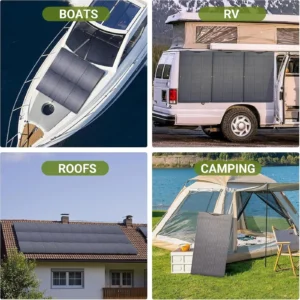 ALLPOWERS SF100 100W Flexible Solar Panel Ultra Thin 3mm Bendable Monocrystalline Solar Charger with 25% Efficiency IP68 Waterproof for RV Roof Van Marine Boat Camping view 6