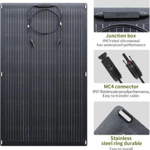 ALLPOWERS SF100 100W Flexible Solar Panel Ultra Thin 3mm Bendable Monocrystalline Solar Charger with 25% Efficiency IP68 Waterproof for RV Roof Van Marine Boat Camping view 7