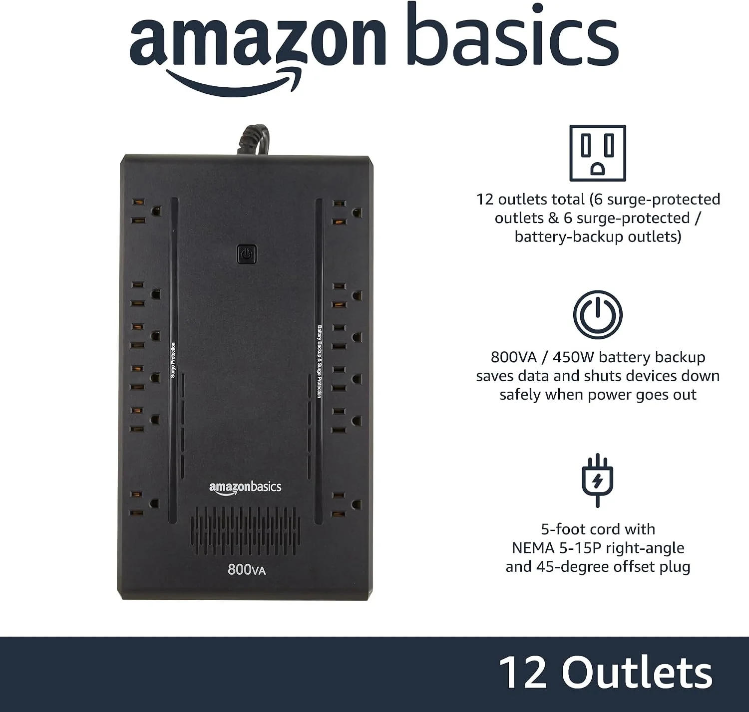 Detailed view of 12-outlet UPS configuration
