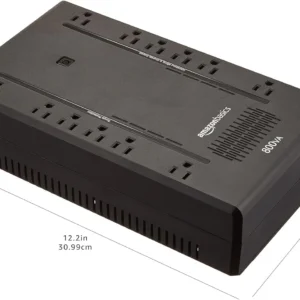 Amazon Basics UPS Battery Backup & Surge Protector, 800VA/450W, 12 Outlets, Standby Uninterruptible Power Supply, Compact, Black view 6