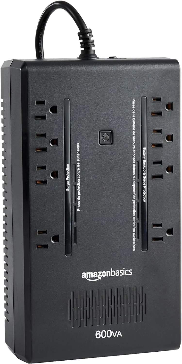 Amazon Basics UPS Battery Backup & Surge Protector, 800VA/450W, 12 Outlets, Standby Uninterruptible Power Supply, Compact, Black