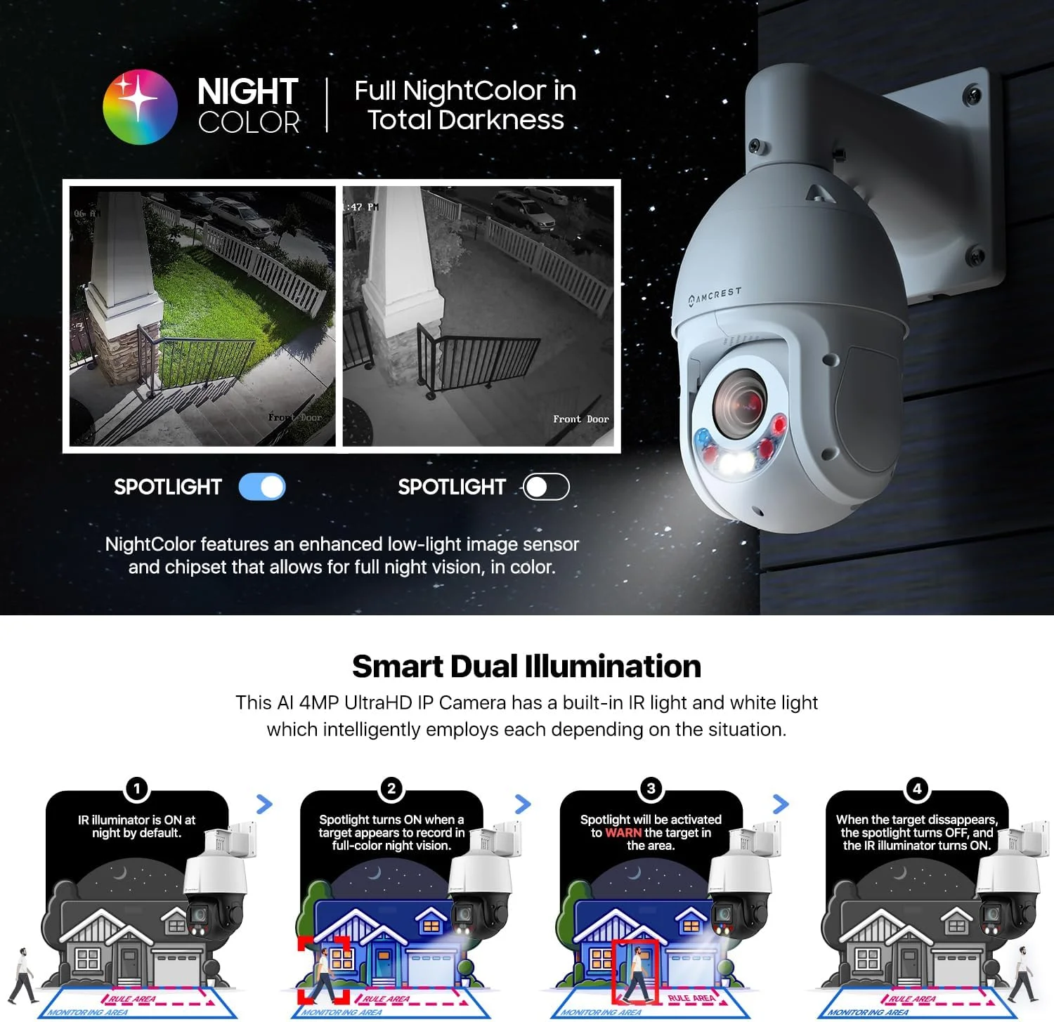 Smartphone app interface showing camera feeds