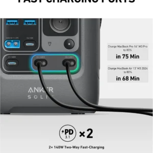 Anker SOLIX C300 DC Power Bank Station, Outdoor 288Wh Portable Power Station, LiFePO4 Battery, 300W Solar Generator, for Camping, Traveling, and Emergencies (No Wall Charger Included) view 5