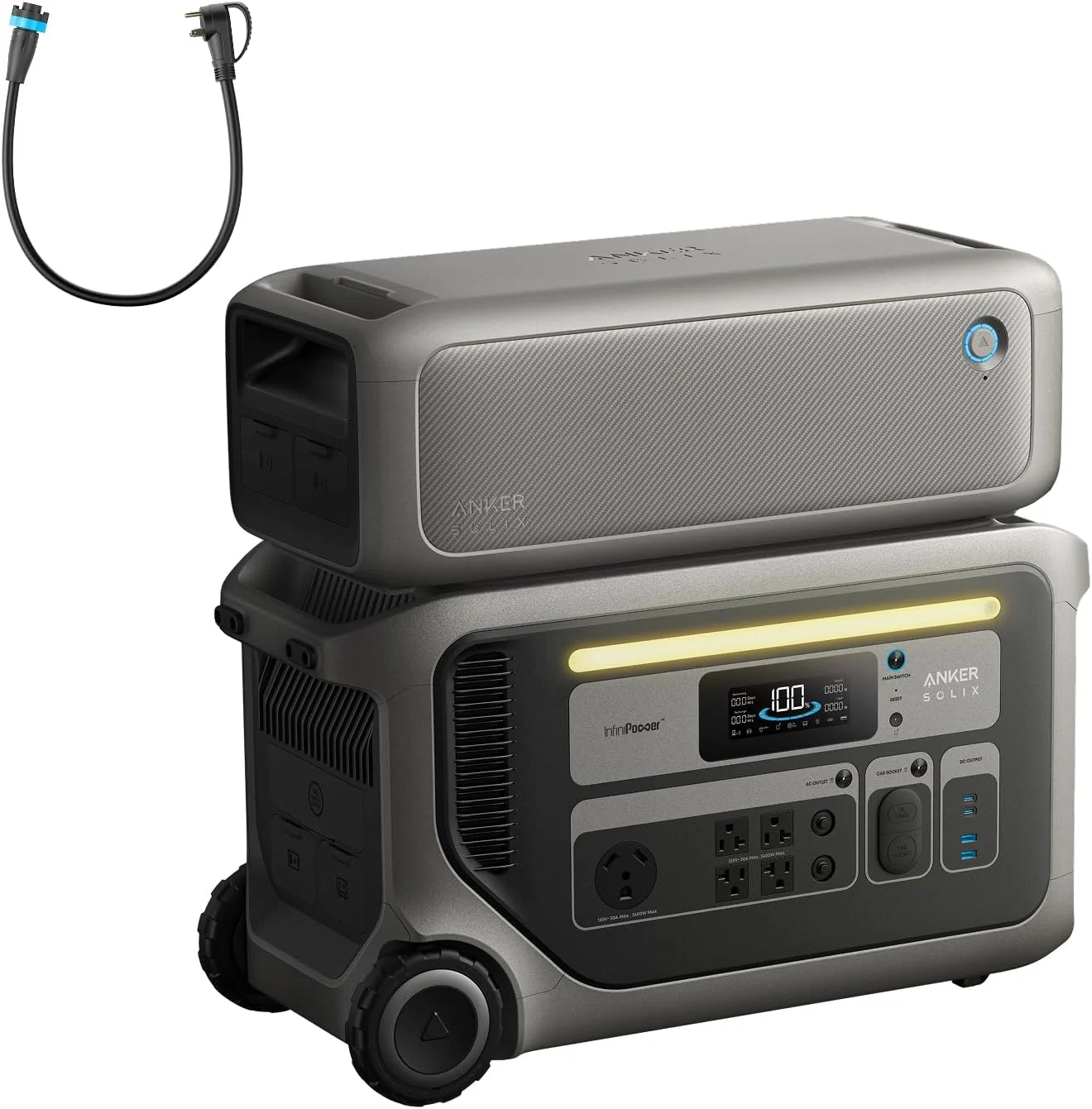 Anker SOLIX F3000 Portable Power Station, 3,072Wh, 6,000W Recharging, Solar Generators for Home Use, Expandable to 24kWh, Works with Generator, For Power Outages, Camping, RVs, Emergencies