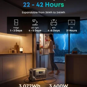 Anker SOLIX F3000 Portable Power Station with Home Backup Kit, 3,072Wh, 6,000W Recharging, Solar Generators for Home Use, Expandable to 24kWh, For Outages, Camping, RVs, Emergencies view 2