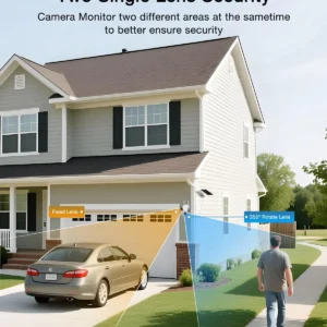 ANRAN 2 Pack Dual-Lens Solar Security Camera Wireless Outdoor - 3MP Fixed Wide-Angle + PTZ 360° View, Home Security Camera with Color Night Vision, 2-Way Talk, PIR Motion Detection, 100% Wire-Free view 3