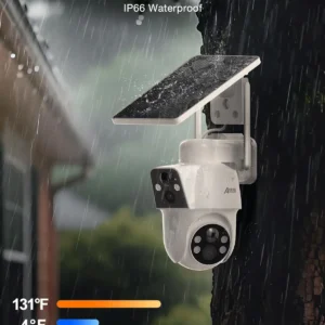 ANRAN 2 Pack Dual-Lens Solar Security Camera Wireless Outdoor - 3MP Fixed Wide-Angle + PTZ 360° View, Home Security Camera with Color Night Vision, 2-Way Talk, PIR Motion Detection, 100% Wire-Free view 5