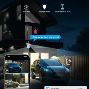 ANRAN 2 Pack Dual-Lens Solar Security Camera Wireless Outdoor - 3MP Fixed Wide-Angle + PTZ 360° View, Home Security Camera with Color Night Vision, 2-Way Talk, PIR Motion Detection, 100% Wire-Free view 6