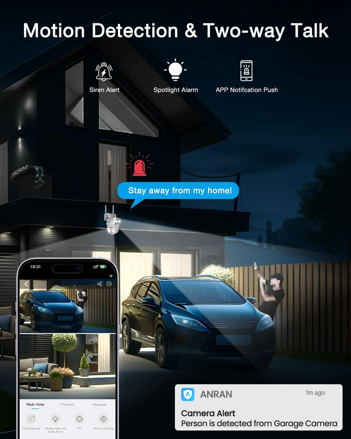 Weatherproof security camera in the rain