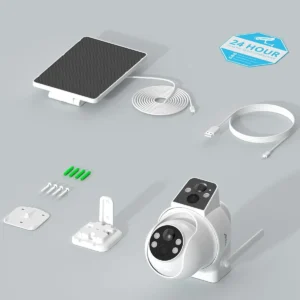 ANRAN 2 Pack Dual-Lens Solar Security Camera Wireless Outdoor - 3MP Fixed Wide-Angle + PTZ 360° View, Home Security Camera with Color Night Vision, 2-Way Talk, PIR Motion Detection, 100% Wire-Free