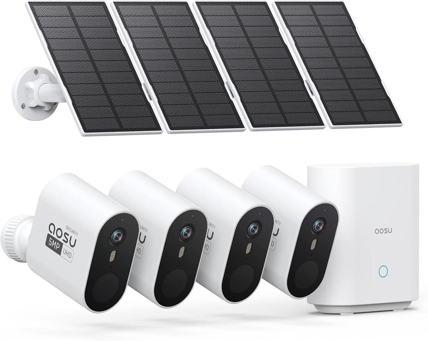 aosu 3K/5MP Solar Security Camera 4-Cam Kit