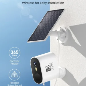 aosu 3K/5MP Security Cameras Outdoor Wireless Home Surveillance System, Solar Powered, 166° Ultra-Wide-Angle, HD Color Night Vision, Spotlight & Siren Alarm, Motion Alert, Easy Setup, 4-Cam-Kit view 5