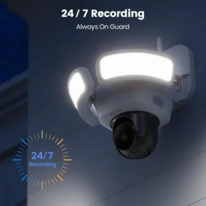 aosu Floodlight Camera Wired, 3K UHD Security Camera Outdoor, 360° Coverage Surveillance, 24/7 Recording, Motion Detection, 2600-Lumen Motion-Activated Floodlight, Color Night Vision view 2