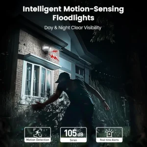 aosu Floodlight Camera Wired, 3K UHD Security Camera Outdoor, 360° Coverage Surveillance, 24/7 Recording, Motion Detection, 2600-Lumen Motion-Activated Floodlight, Color Night Vision view 5