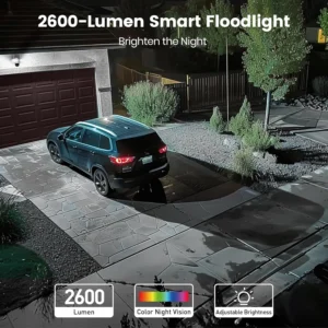 aosu Floodlight Camera Wired, 3K UHD Security Camera Outdoor, 360° Coverage Surveillance, 24/7 Recording, Motion Detection, 2600-Lumen Motion-Activated Floodlight, Color Night Vision view 7