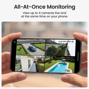 aosu Security Cameras Outdoor Wireless, 4 Cam-Kit, No Subscription Required, Solar-Powered, Home Security Cameras System with 360° Pan & Tilt, Auto Tracking, 2K Color Night Vision, Easy Setup view 3
