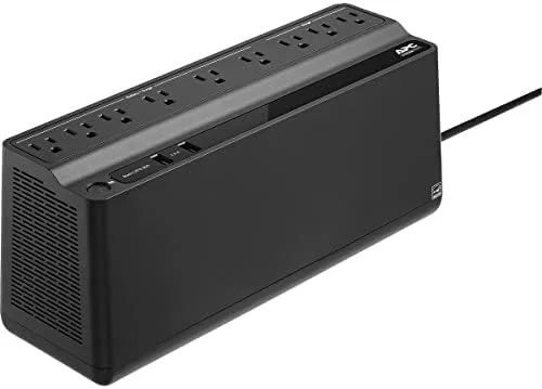 APC BE850G2 UPS with surge protection and battery backup symbols