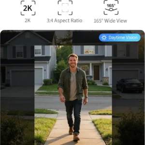 Aqara Doorbell Camera G400 with Chime, Wired/PoE, HomeKit Secure Video, 2K HD Head-to-toe View, 2-Way Audio, 2.4/5GHz Wi-Fi 6, Supports Alexa/Google/SmartThings, Local Detection & 24/7 Recording, IP65 view 3