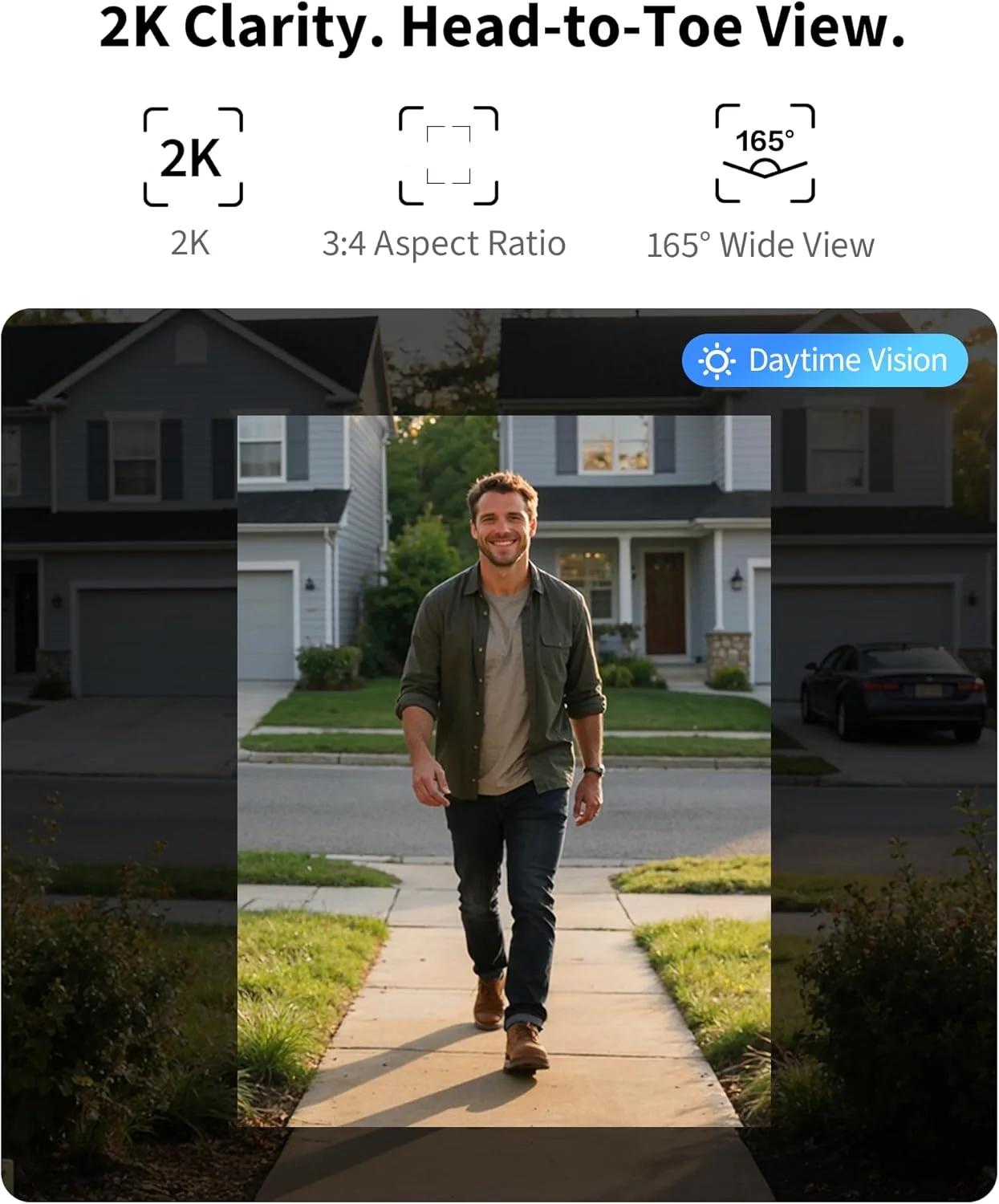2K HD video with 165-degree field of view