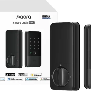 Aqara UWB Smart Lock U400, Matter Over Thread, Apple Home Key, Fingerprint Keyless Entry Deadbolt,Touchscreen Keypad, Rechargeable Battery, Supports HomeKit, Alexa, Google, Home Assistant, Black view 1