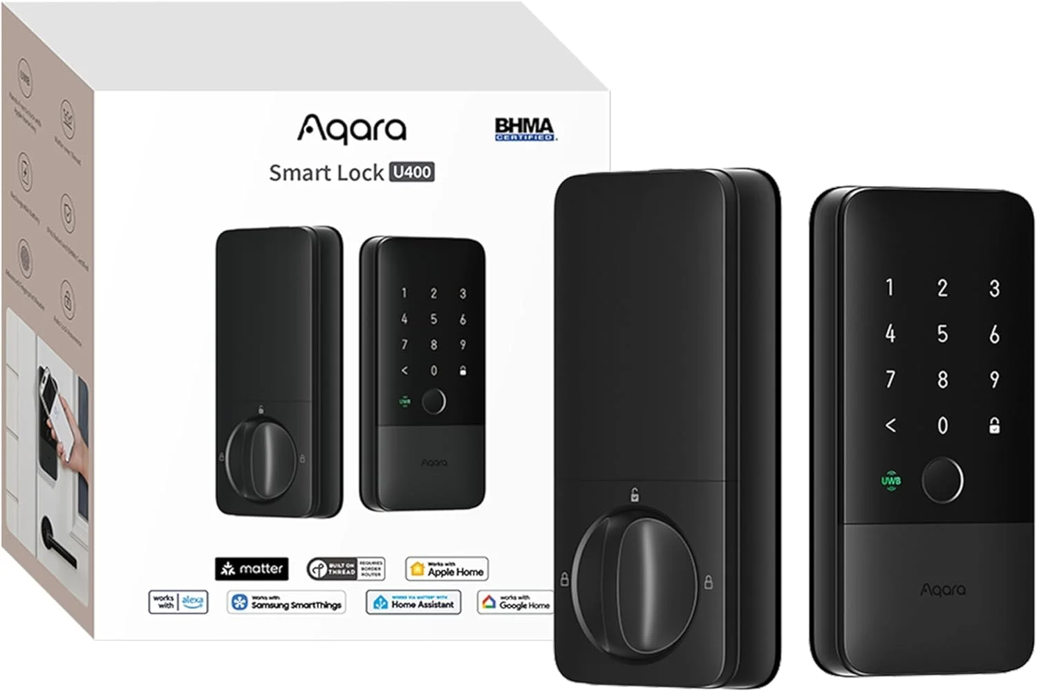 Aqara UWB Smart Lock U400 with UWB technology for hands-free unlocking