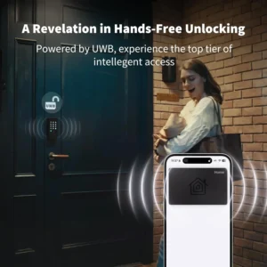 Aqara UWB Smart Lock U400, Matter Over Thread, Apple Home Key, Fingerprint Keyless Entry Deadbolt,Touchscreen Keypad, Rechargeable Battery, Supports HomeKit, Alexa, Google, Home Assistant, Black view 2