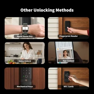 Aqara UWB Smart Lock U400, Matter Over Thread, Apple Home Key, Fingerprint Keyless Entry Deadbolt,Touchscreen Keypad, Rechargeable Battery, Supports HomeKit, Alexa, Google, Home Assistant, Black view 3