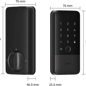 Aqara UWB Smart Lock U400, Matter Over Thread, Apple Home Key, Fingerprint Keyless Entry Deadbolt,Touchscreen Keypad, Rechargeable Battery, Supports HomeKit, Alexa, Google, Home Assistant, Black