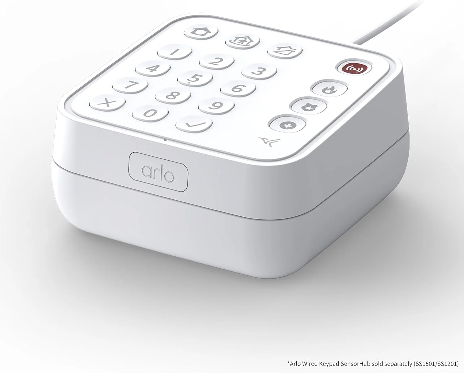Arlo Cellular & Battery Backup Box stacked neatly on top of an Arlo Keypad Sensor Hub