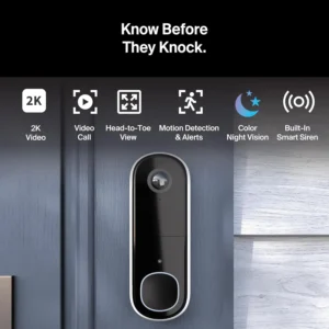 Arlo Video Doorbell 2K (2nd Gen, Latest Release), Wireless or Wired, Package Detection, Person & Vehicle Recognition, 1-Month Secure Plan, 2-Way Audio, Night Vision, Head to Toe Video View view 5