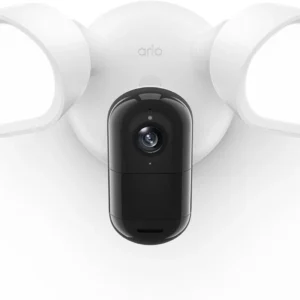Arlo Wired Floodlight Camera | Home Security Camera with 2K Video and HDR | 2000 Lumens | Integrated Siren, Weather-Resistant, Color Night Vision, 160º Field of View, 2-Way Audio, White (2025) view 1