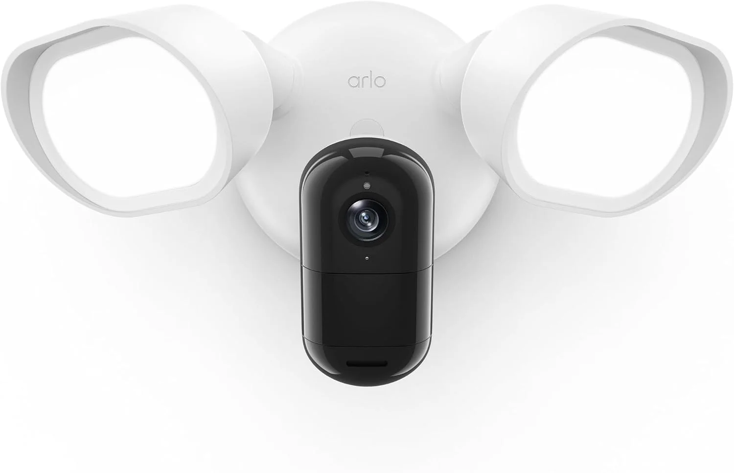 Arlo Wired 2K Floodlight Camera illuminating a dark driveway