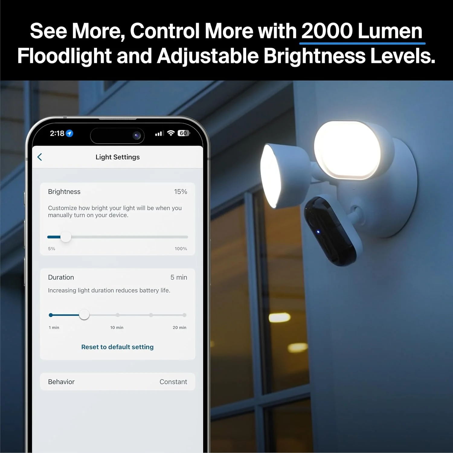 Arlo Wired Floodlight Camera | Home Security Camera with 2K Video and HDR | 2000 Lumens | Integrated Siren, Weather-Resistant, Color Night Vision, 160º Field of View, 2-Way Audio, White (2025)
