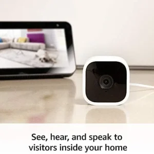 Blink Mini - Compact indoor plug-in smart security camera, 1080p HD video, night vision, motion detection, two-way audio, easy set up, Works with Alexa – 1 camera (White) view 6