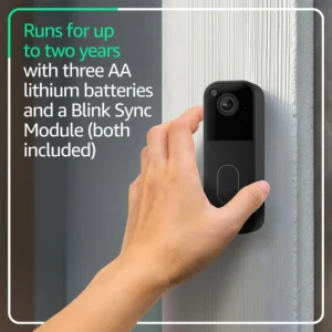 Blink Video Doorbell – Head-to-toe HD view, two-year battery life, and simple setup. Sync Module Core included – System (Black) view 3