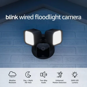Blink Wired Floodlight Camera, Smart security camera, 2600 lumens, HD live view, enhanced motion detection, built-in siren, Works with Alexa, 1 camera (White) view 7