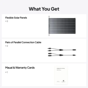 BLUETTI 2 100W Flexible Solar Panels for RVSolar 48V System | 23.4% High Efficiency, 240° Bendable, IP67 Solar Panel for RVs, Camping, Marine, Curved Surfaces