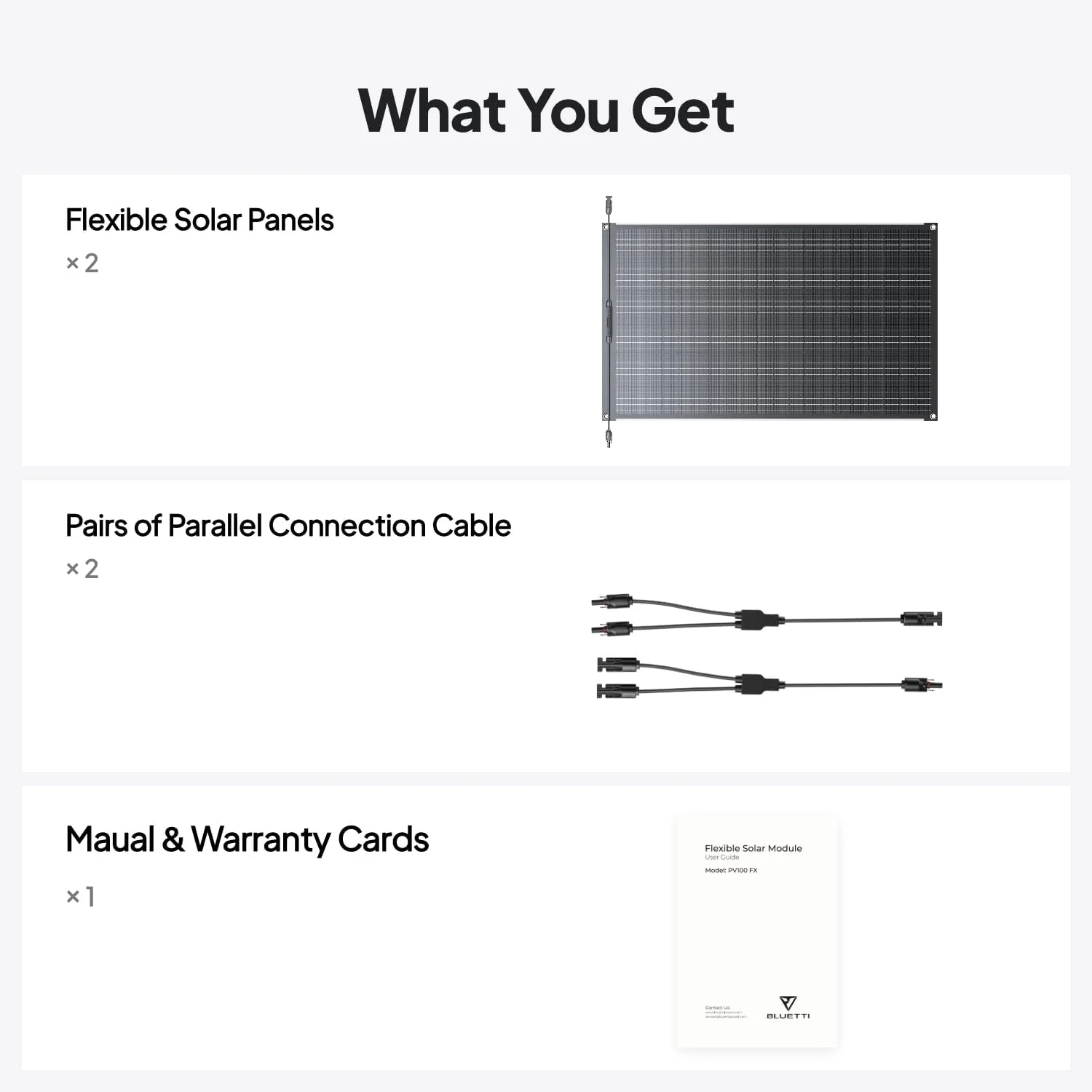 BLUETTI 2 100W Flexible Solar Panels for RVSolar 48V System | 23.4% High Efficiency, 240° Bendable, IP67 Solar Panel for RVs, Camping, Marine, Curved Surfaces