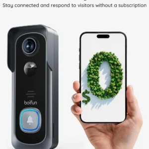 BOIFUN Video Doorbell Camera Wireless – No Subscription Required, 2K HD, 166° Wide View, HDR Night Vision, Motion Alerts, Two‑Way Audio & Battery Video Doorbell with Chime, 2.4 GHz Wi‑Fi Only view 4