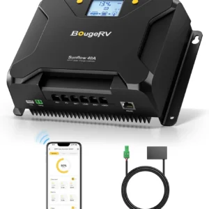 BougeRV MPPT Solar Charge Controller 40A, w/ Low-Temp Cut-Off, APP Control, Backlit LCD, 40 Amp Solar Panel Regulator 12V/24V for LiFePO4, SLD, Gel, FLD, AGM Battery, RV, Marine, Upgraded view 1