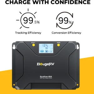 BougeRV MPPT Solar Charge Controller 40A, w/ Low-Temp Cut-Off, APP Control, Backlit LCD, 40 Amp Solar Panel Regulator 12V/24V for LiFePO4, SLD, Gel, FLD, AGM Battery, RV, Marine, Upgraded view 6