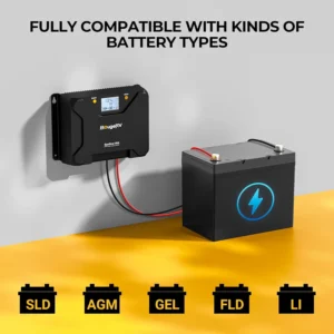 BougeRV MPPT Solar Charge Controller 40A, w/ Low-Temp Cut-Off, APP Control, Backlit LCD, 40 Amp Solar Panel Regulator 12V/24V for LiFePO4, SLD, Gel, FLD, AGM Battery, RV, Marine, Upgraded