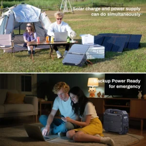 BROWEY 1600W (3200W Peak) Portable Power Station, 1024Wh LiFePO4 Battery with Built-in Solar Panel, 100W USB-C PD, Solar Generator for Camping, RV, Home Backup, Emergency (Dark Blue) view 5