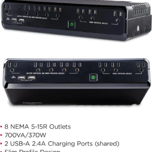 CyberPower SL700U Standby UPS Battery Backup and Surge Protector, 700VA/370W, 8 Outlets, Slim Profile, UL Certified | 3 Surge-Only, 2x USB-a, 890j Surge, Energy Star, 3-Year Warranty view 6