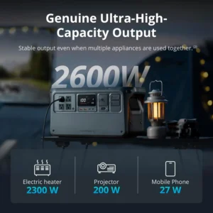 DJI Power 1000 V2 Portable Power Station, 1024Wh LFP Battery, Compact Size, 2600W Stable Output, 0-80% Recharge in 37 Mins, Electric Generator for Home, Camping, RVs, Off-Grid view 2