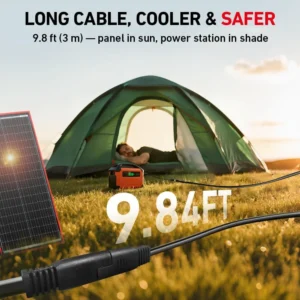 DOKIO 300W Foldable Solar Panel Kit for 12V Batteries & Power Stations, 15.2lb Monocrystalline Charger with PWM Controller, Dual USB, 9.85ft Cable, Folds to 19.3x37.4in for RV Camping view 4