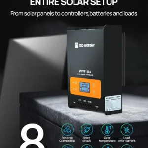 ECO-WORTHY 60A MPPT Solar Charge Controller with Bluetooth&WiFi, Max PV Input 150V,12/24/36/48V Solar Panel Regulator for Lead-Acid/Lifepo4 Battery in Solar System RV view 7