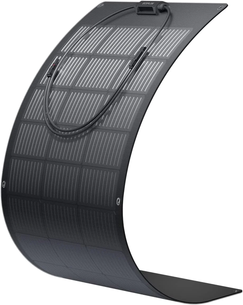 EcoFlow 100W Flexible Solar Panel mounted on a campervan roof